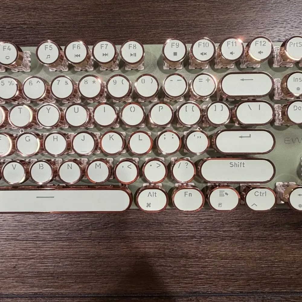 EWEADN V20 Retro Mechanical Keyboard Green Rose Gold 104 Key USB-C Backlit